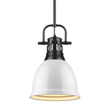 Golden 3604-S BLK-WH - Yep by Golden Lighting Duncan 1-light 9in Rod Hung Pendant in Matte Black and White shade
